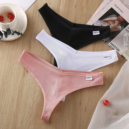 FINETOO 7 Pack Womens Thongs Underwear Cotton Breathable Low Rise Hipster Panties Sexy S-XL