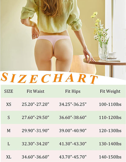 FINETOO Seamless Thongs for Women No Show Thong with Ribbed Soft Invisible Panties Womens Underwear Sexy 6 Pack XS-XL