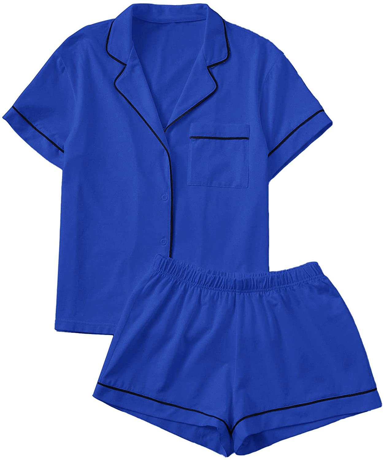 Floerns Women's Notch Collar Short Sleeve Sleepwear Two Piece Pajama Set Apparel & Accessories > Clothing > Sleepwear & Loungewear > Pajamas Floerns   