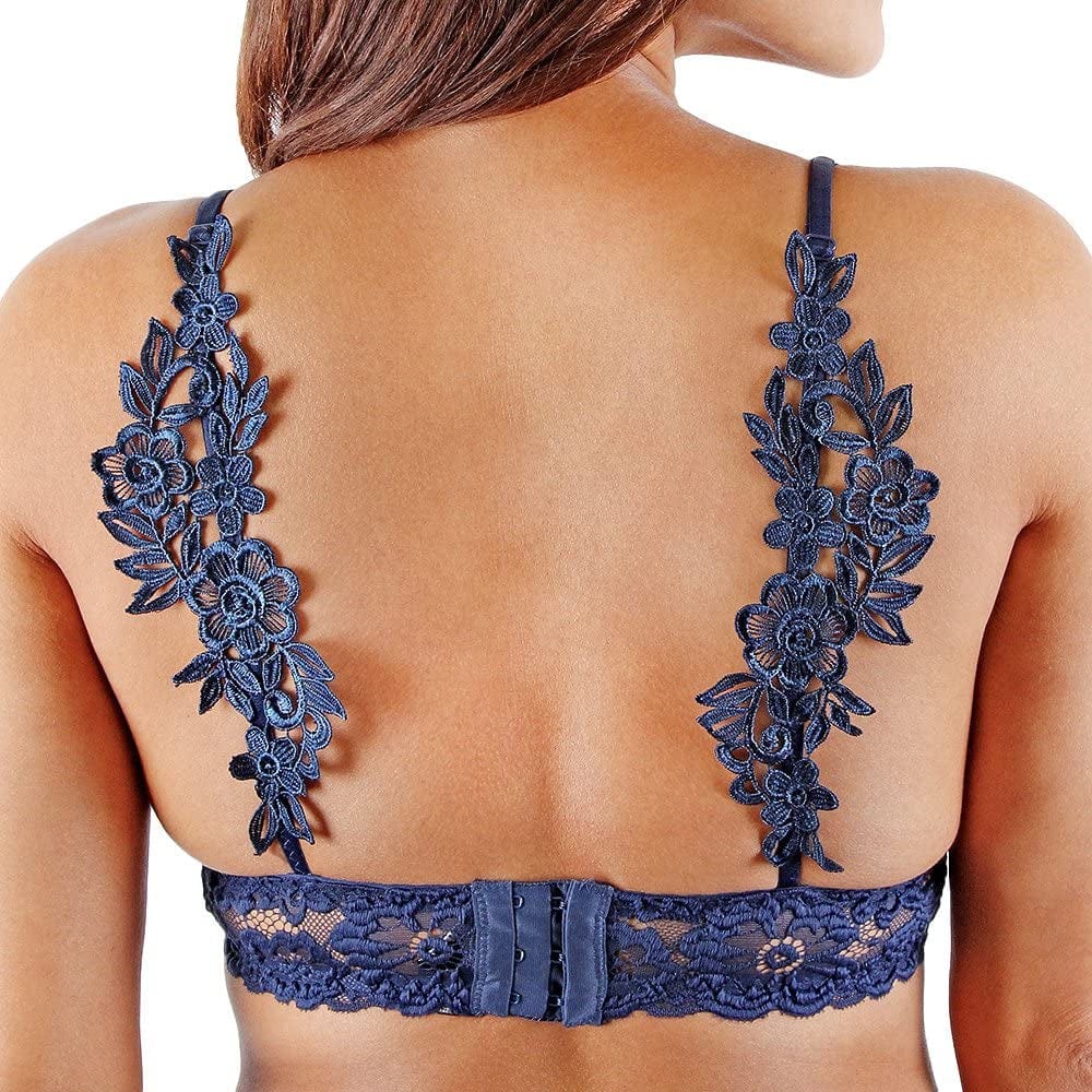 Floral Lace Bralette Bras Removable Pads Elastic Band Bustier Top Wireless