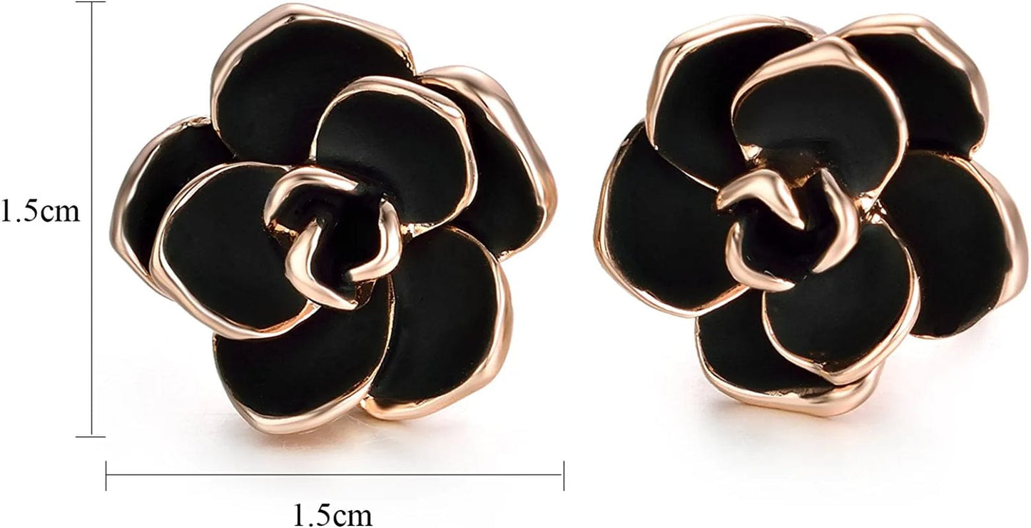 Flower Jewelry Set 18K Rose GP Sexy Flower Lacing with Rhinestones Clip Earrings&Necklace Ladies Jewelry Set