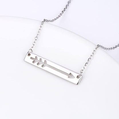 FLYOW 925 Sterling Silver Love Arrow Horizontal Sideways Minimalist Bar Pendant Necklace for Women Teen Girls Gift, 18 Inch + 2 Inch