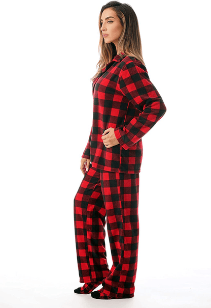 #followme Printed Microfleece Button Front PJ Pant Set with Socks Apparel & Accessories > Clothing > Sleepwear & Loungewear > Pajamas #followme   