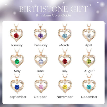 Forever Love Heart Pendant Necklaces for Women 925 Sterling Silver with Birthstone Zirconia, Christmas Birthday Anniversary Jewelry Gift for Women Wife Girls Her
