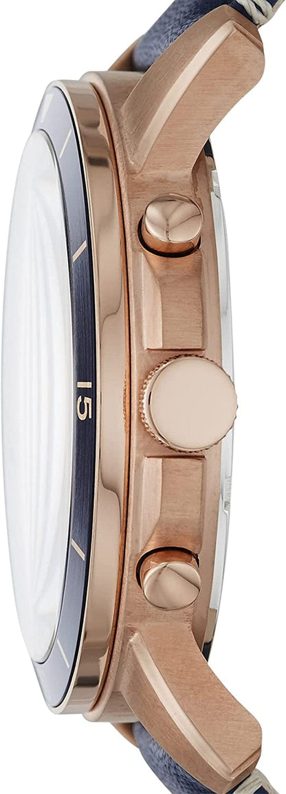 Fossil Men'S Grant Sport Stainless Steel and Leather Chronograph Quartz Watch rose gold
