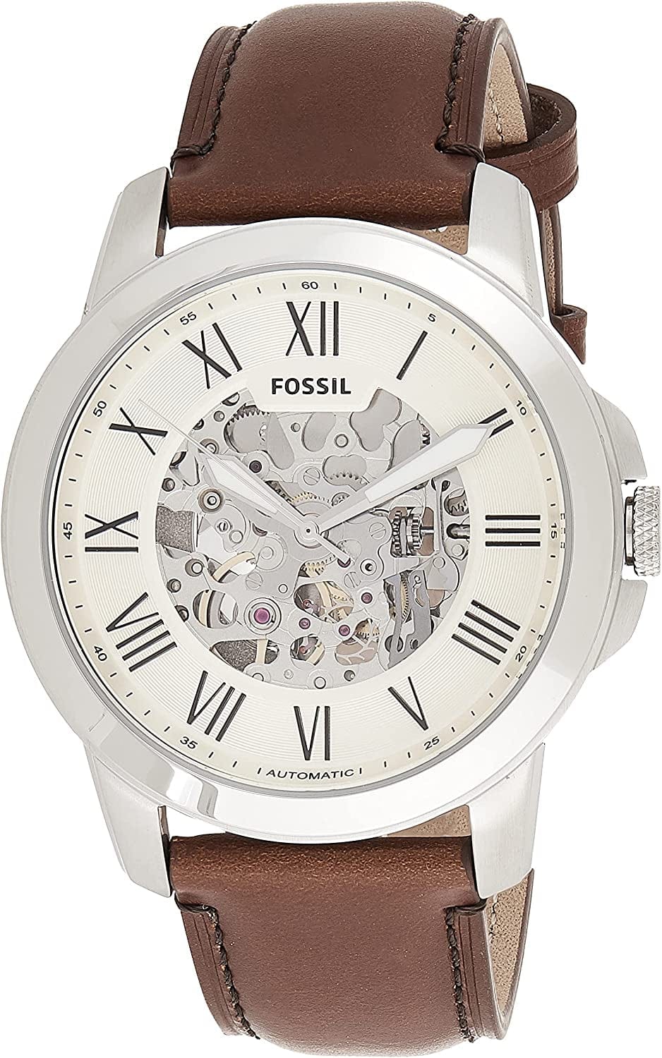 Fossil Men'S Grant Stainless Steel Quartz Chronograph Watch Silver/Brown Automatic