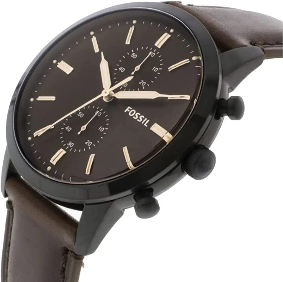 Fossil Men'S Townsman Stainless Steel and Leather Casual Quartz Chronograph Watch