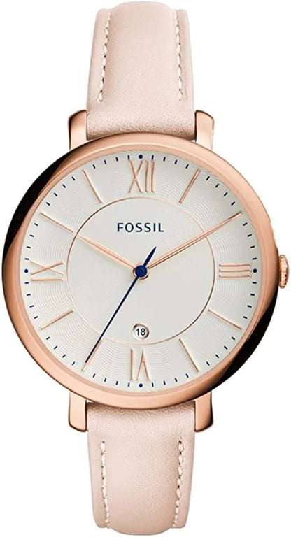 Fossil Women'S Jacqueline Quartz Stainless Steel and Leather Watch Rose Gold, Blush