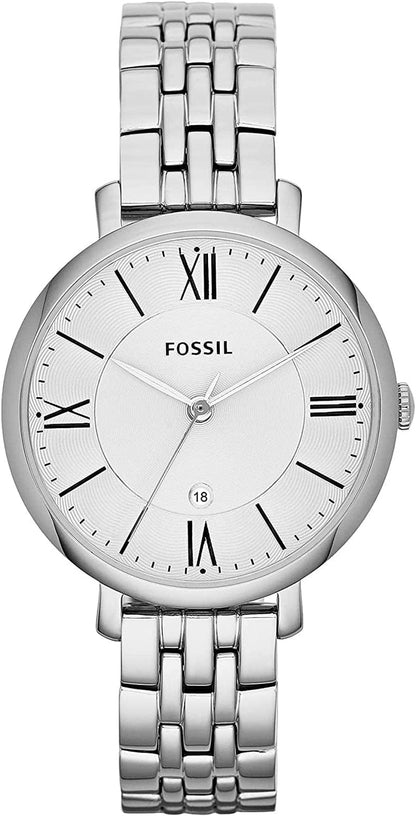 Fossil Women'S Jacqueline Quartz Stainless Steel Dress Watch Silver, Black