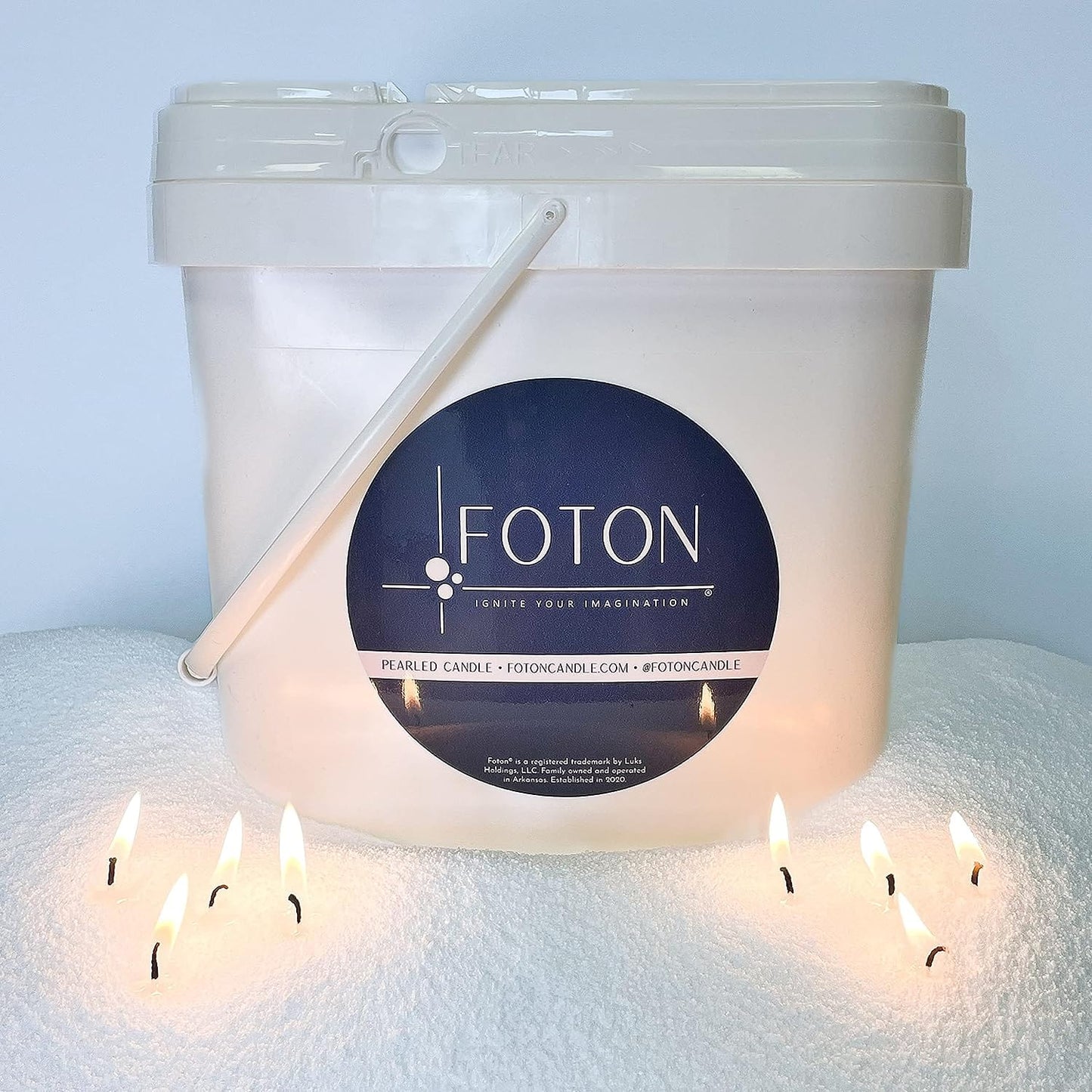 Foton Pearled Candle 18Oz White Unscented Scent-Free All-Natural Customizable Reusable and Refillable Luxury Powder Sand Candle Kit with Wicks Unscented / 9Lb Bulk