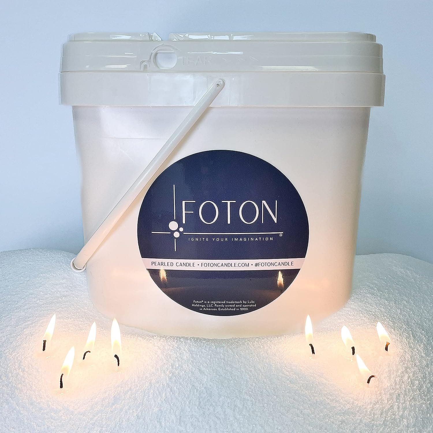 Foton Pearled Candle 18Oz White Unscented Scent-Free All-Natural Customizable Reusable and Refillable Luxury Powder Sand Candle Kit with Wicks Unscented / 9Lb Bulk