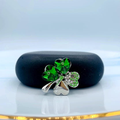 Four Leaf Clover Necklace - Green St.Patrick'S Day Earrings for Women - Shamrock Earrings - Irish Jewelry - Shamrock Pin Brooch - Green Clover Necklace, Earrings, Bracelet, Brooch -