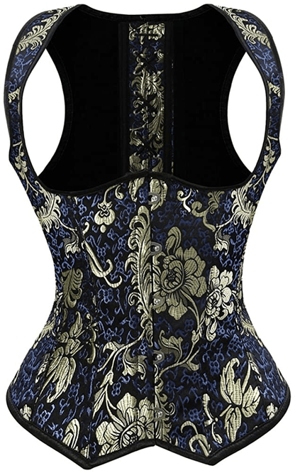 Frawirshau Women'S Gothic Steampunk Corset Bustier Waist Cincher Underbust Corset Vest Tank Top Apparel & Accessories > Clothing > Underwear & Socks > Lingerie frawirshau Blue-2005 X-Large 