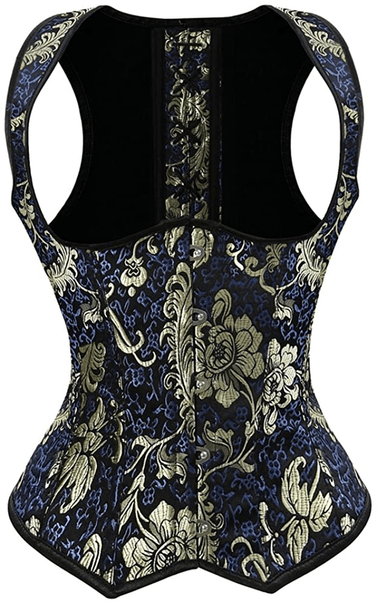 Frawirshau Women'S Gothic Steampunk Corset Bustier Waist Cincher Underbust Corset Vest Tank Top Apparel & Accessories > Clothing > Underwear & Socks > Lingerie frawirshau Blue-2005 X-Large 