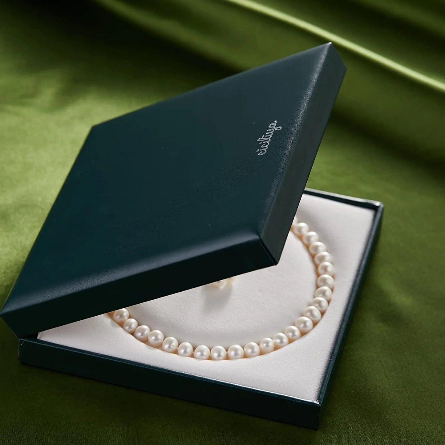Freshwater Pearl Strand Necklace Set Include Bracelet and Dangle Earrings in Leather Gift Box for Women