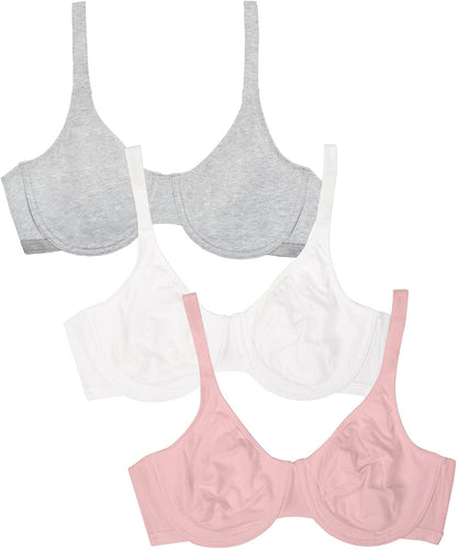 Fruit of the Loom Women'S Cotton Stretch Extreme Comfort Bra Bittersweet Pink/White/Grey Heather / 40D