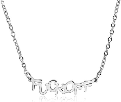 Fuck off Pendant Necklace Middle Finger Ear Stud Jewelry Set Stainless steel Necklace