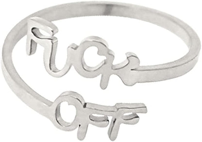 Fuck off Pendant Necklace Middle Finger Ear Stud Jewelry Set Silver Ring
