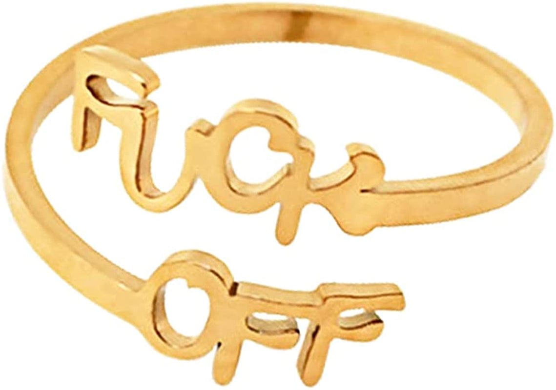 Fuck off Pendant Necklace Middle Finger Ear Stud Jewelry Set Rose Gold Ring