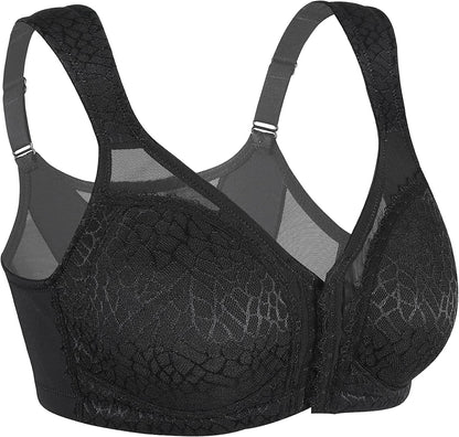 Full Coverage Back Support Eveyday Bra Wireless Comfy(Black,38C)