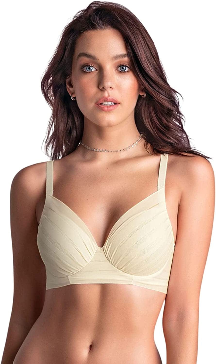 Full Coverage Underwire Support Bra for Women with Luxury Lace Off-white / 34B