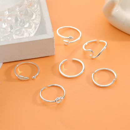 FUNEIA 14K Gold Plated Stacking Rings for Women Gold Silver Adjustable Knuckle Rings for Teen Girls Arrow Knot Wave Stackable Dainty Thumb Open Rings Set