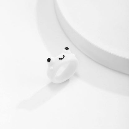 Funny Animal Finger Rings Resin Cute Frog Chick Knuckle Ring Personality Aesthetic Stackable Tail Ring Thumb Band for Women Men(Chick,Orange) (AMX3M07IQMUS) Clear,White / frog