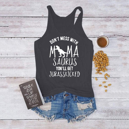 Funny Tank Tops for Women with Sayings Don'T Mess with Mamasaurus You'Ll Get Jurasskicked Summer Sleeveless T Shirts