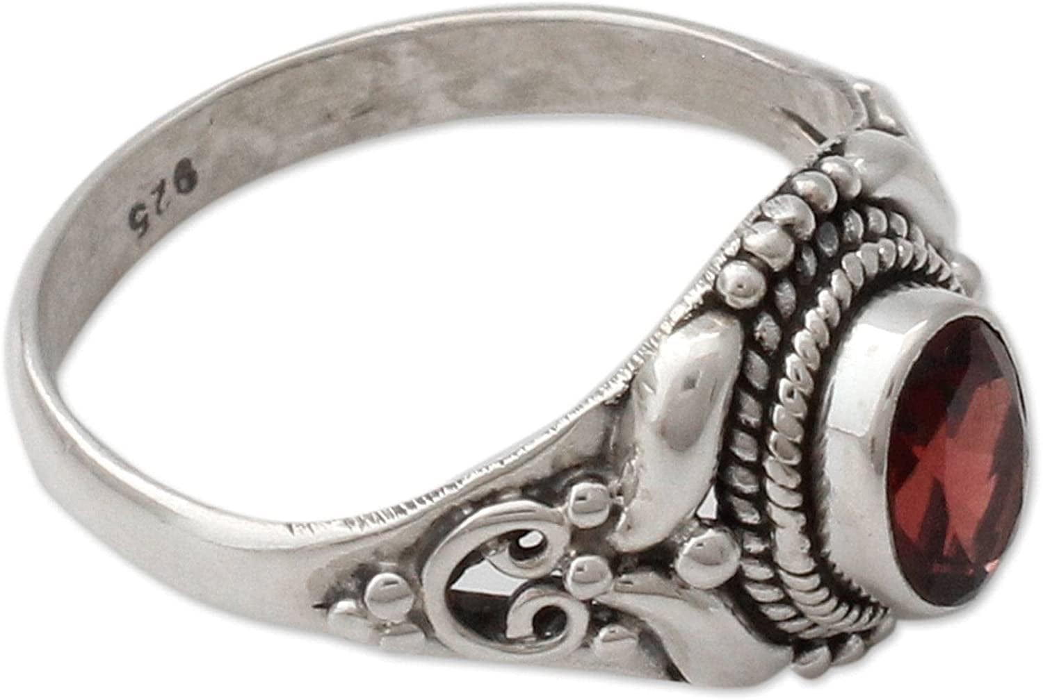 Garnet .925 Sterling Silver Cocktail Ring, Traditional Romantic'