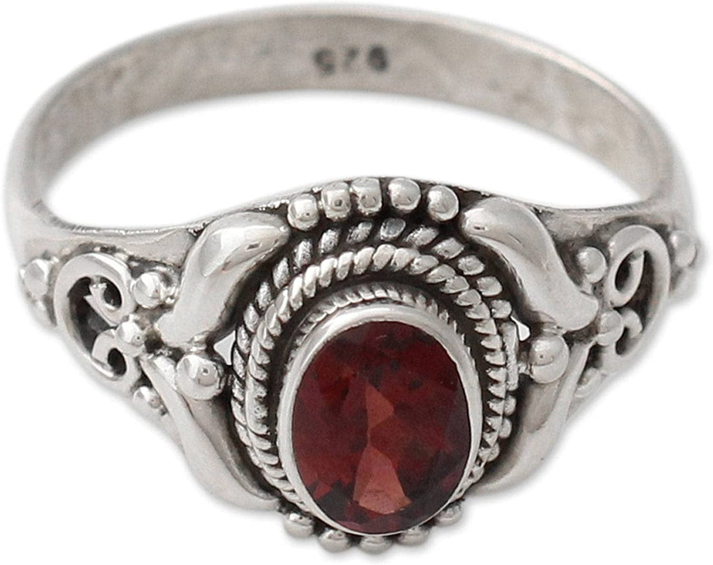 Garnet .925 Sterling Silver Cocktail Ring, Traditional Romantic' 8