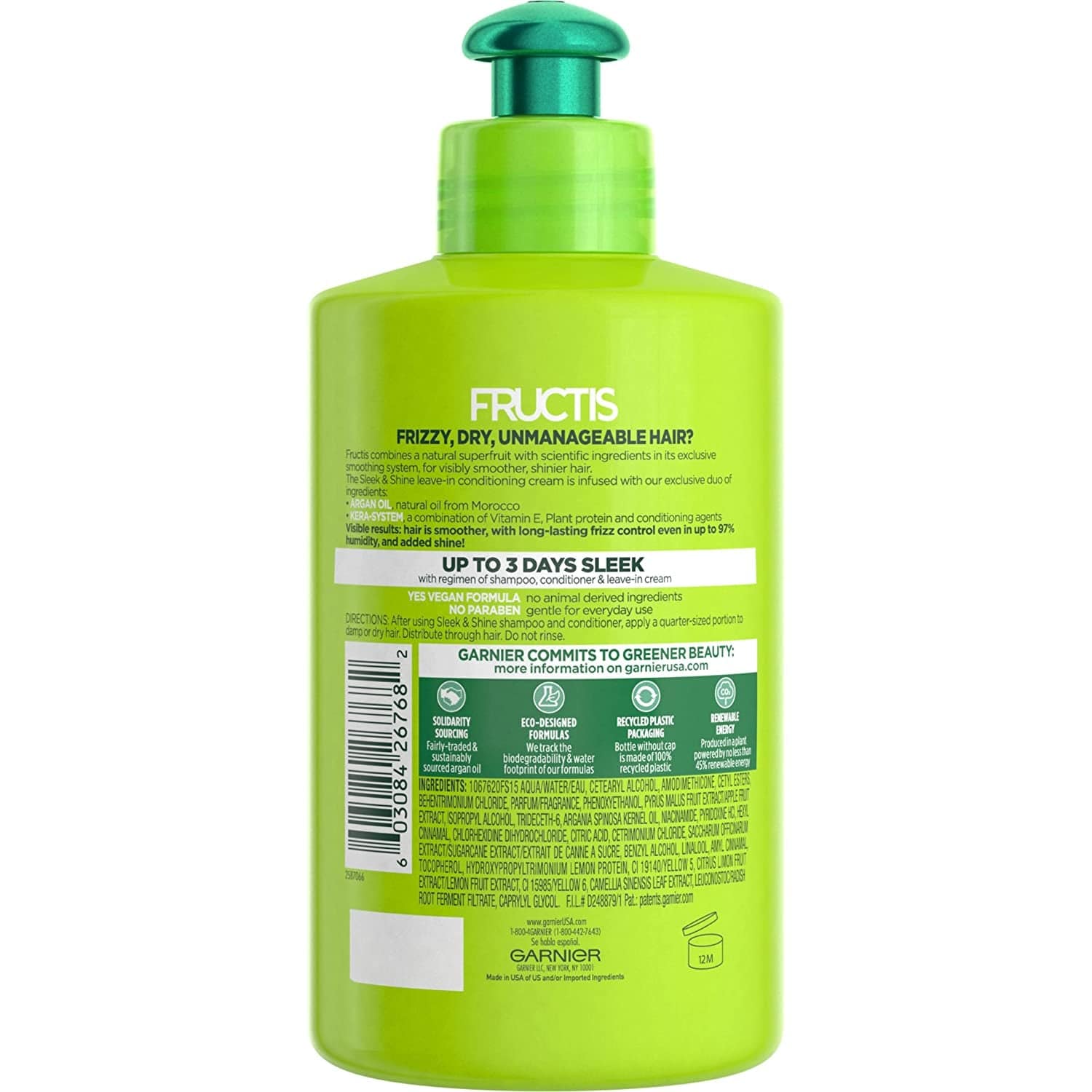 Garnier Fructis Sleek and Shine Intensely Smooth Leave-In Conditioning Cream, 10.2 Fluid Ounce Health & Beauty > Personal Care > Hair Care Garnier   