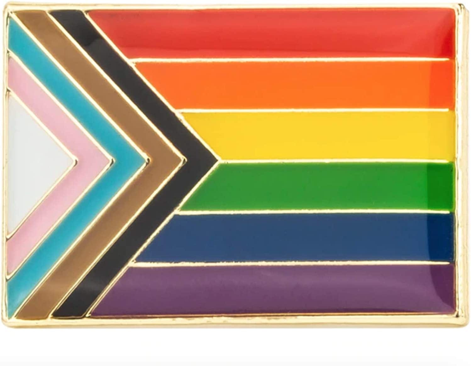 Gay & Lesbian Pride Flag 1" Rectangle Lapel Pin LGBT LGBTQ (Progress Pride 1")