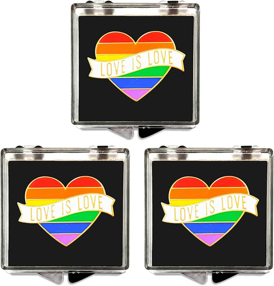 Gay Pride Pin with Gift Box - LGBTQ Pins - "Love Is Love" Enamel Rainbow Pin - Gay Pride Decorations - Perfect Gay Pride Accessories for LGBT Pride Month - USA Pride Month! 3-PACK