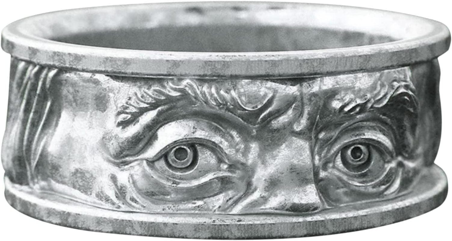 Gaze Eyes European Finger Ring American Double and Personalized Engraved Jewelry Ring Creative Embossed Selling Eyes Rings Cute Glasses Ring (9), Stainless Steel Stainless Steel / 12