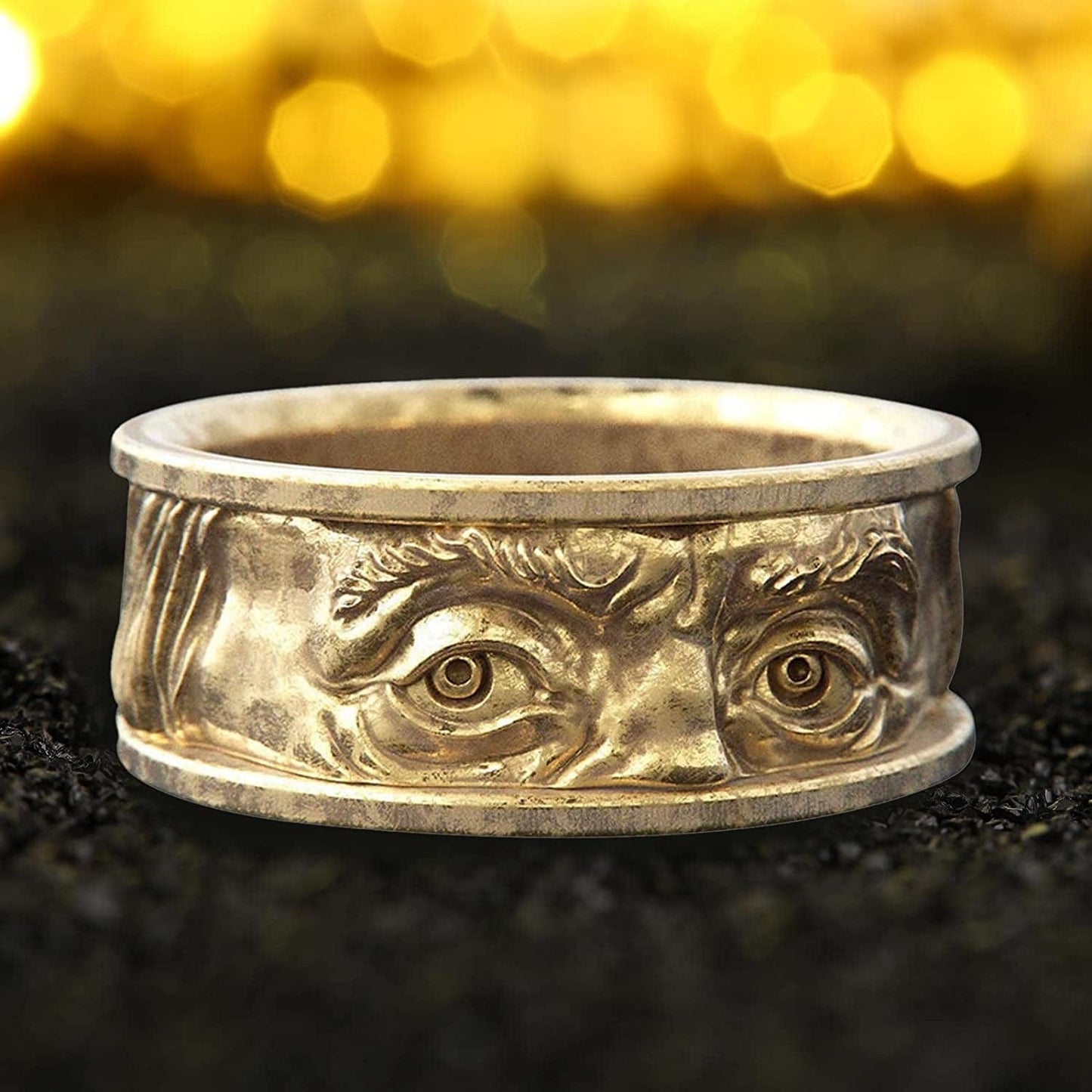 Gaze Eyes European Finger Ring American Double and Personalized Engraved Jewelry Ring Creative Embossed Selling Eyes Rings Cute Glasses Ring (9), Stainless Steel