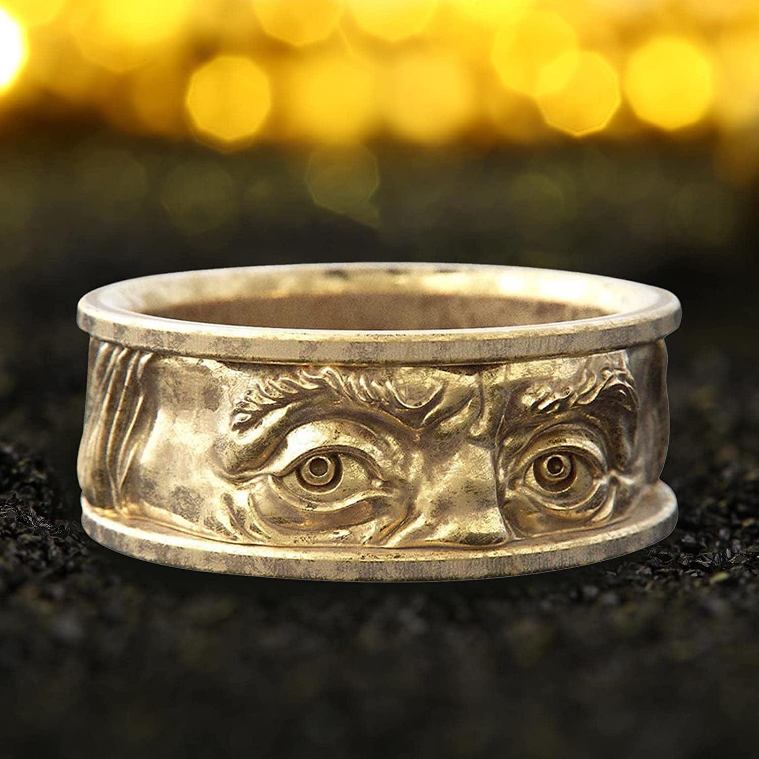Gaze Eyes European Finger Ring American Double and Personalized Engraved Jewelry Ring Creative Embossed Selling Eyes Rings Cute Glasses Ring (9), Stainless Steel