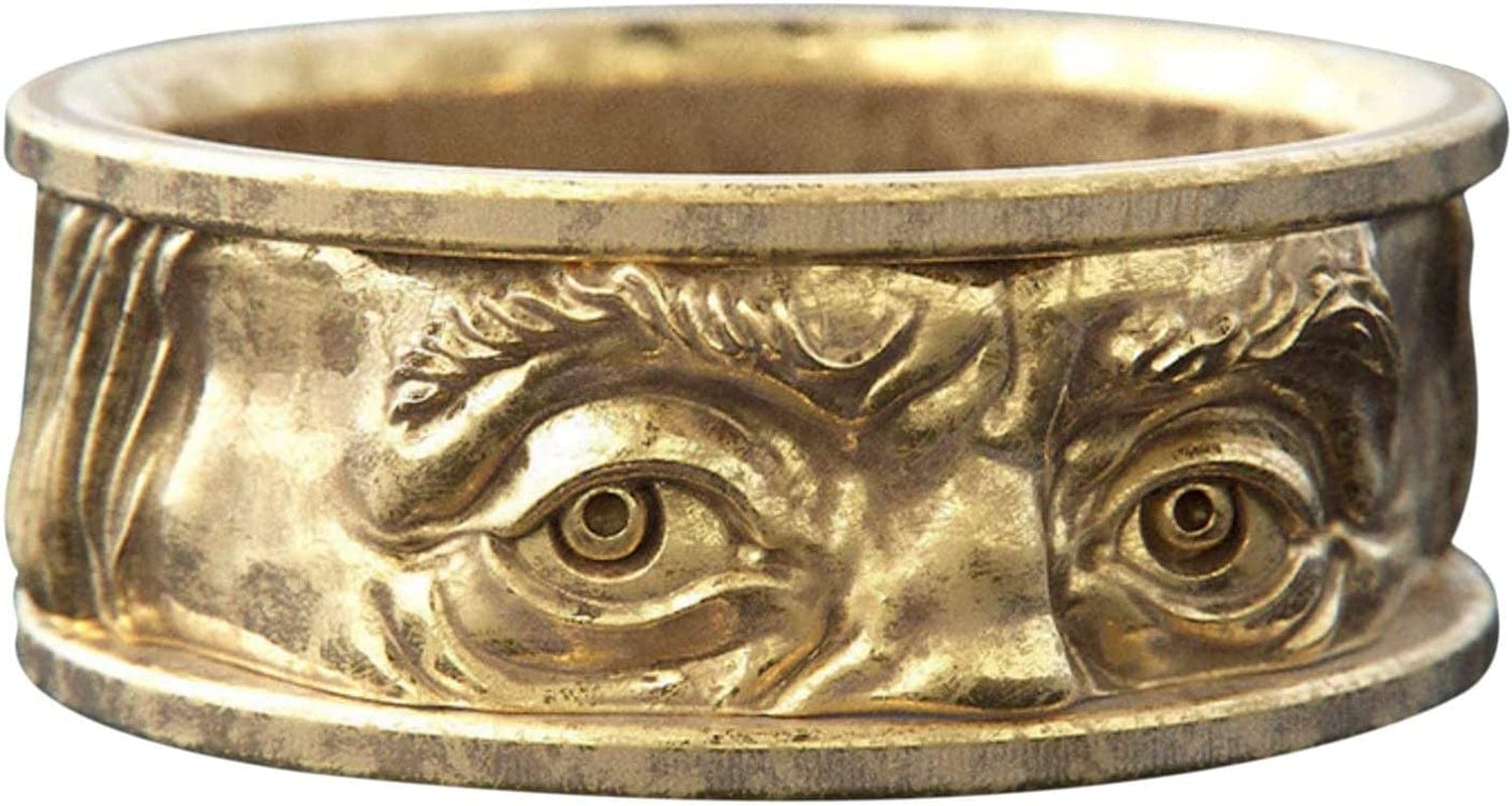 Gaze Eyes European Finger Ring American Double and Personalized Engraved Jewelry Ring Creative Embossed Selling Eyes Rings Cute Glasses Ring (9), Stainless Steel Stainless Steel / 9