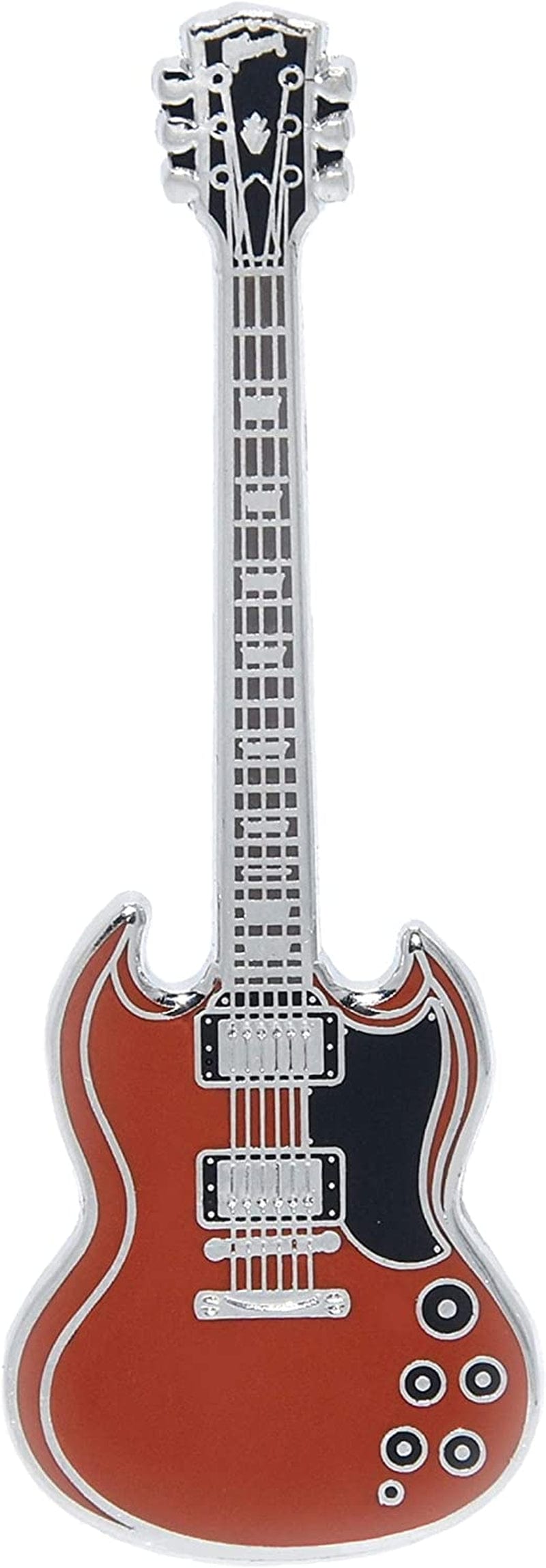 Geepins Enamel Guitar Pin | Stunning Miniature Precision Brooch | 52 Mm Length | Wear on Shirt, Jacket, Lapel, Hat, or Tie | Presented in Beautiful Guitar Case Box | Perfect Gift SG