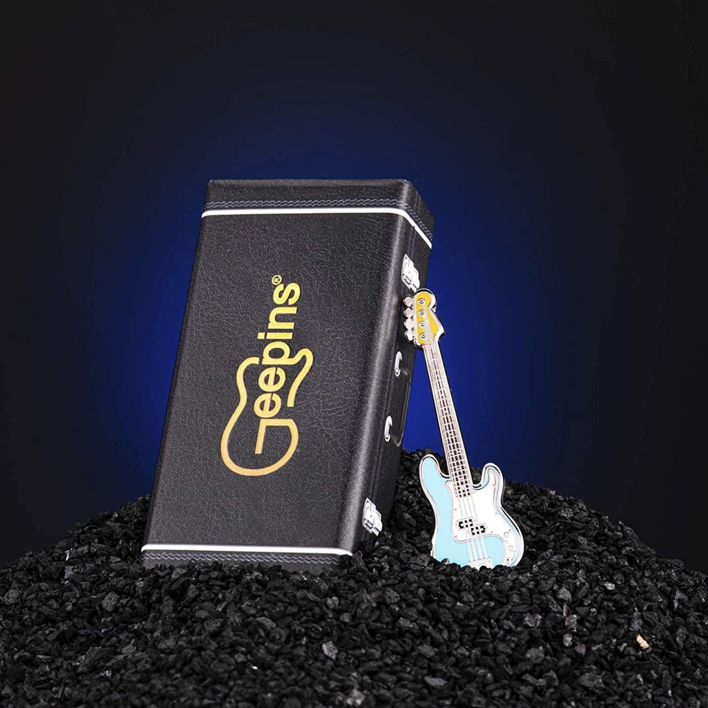 Geepins Enamel Guitar Pin | Stunning Miniature Precision Brooch | 52 Mm Length | Wear on Shirt, Jacket, Lapel, Hat, or Tie | Presented in Beautiful Guitar Case Box | Perfect Gift
