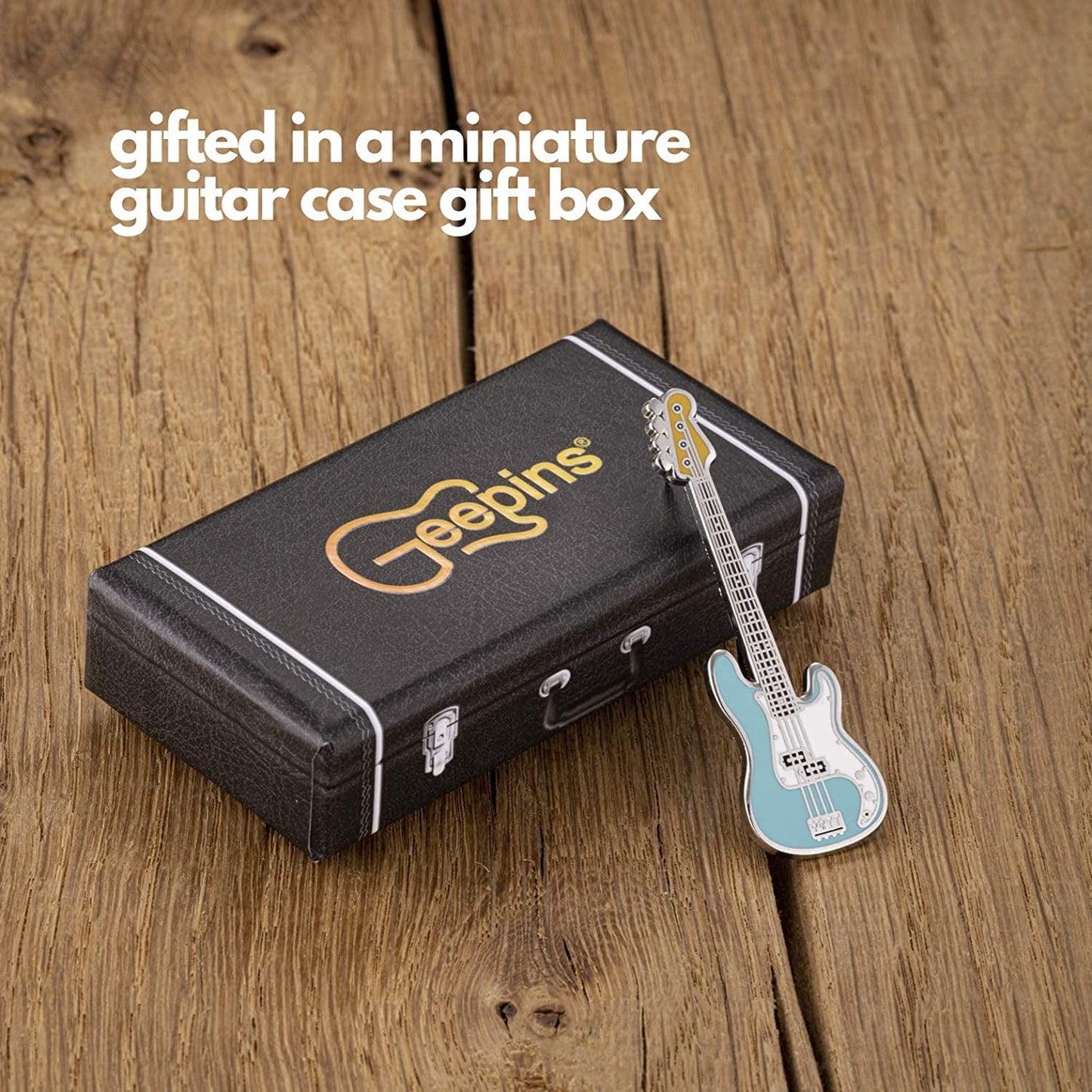 Geepins Enamel Guitar Pin | Stunning Miniature Precision Brooch | 52 Mm Length | Wear on Shirt, Jacket, Lapel, Hat, or Tie | Presented in Beautiful Guitar Case Box | Perfect Gift