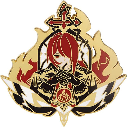 Genshin Impact Hutao Brooch Pin - Hutao Characters Cosplay Enamel Brooch Lapel Pin - Gift for Fans, Women and Girls