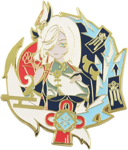 Genshin Impact Hutao Brooch Pin - Hutao Characters Cosplay Enamel Brooch Lapel Pin - Gift for Fans, Women and Girls