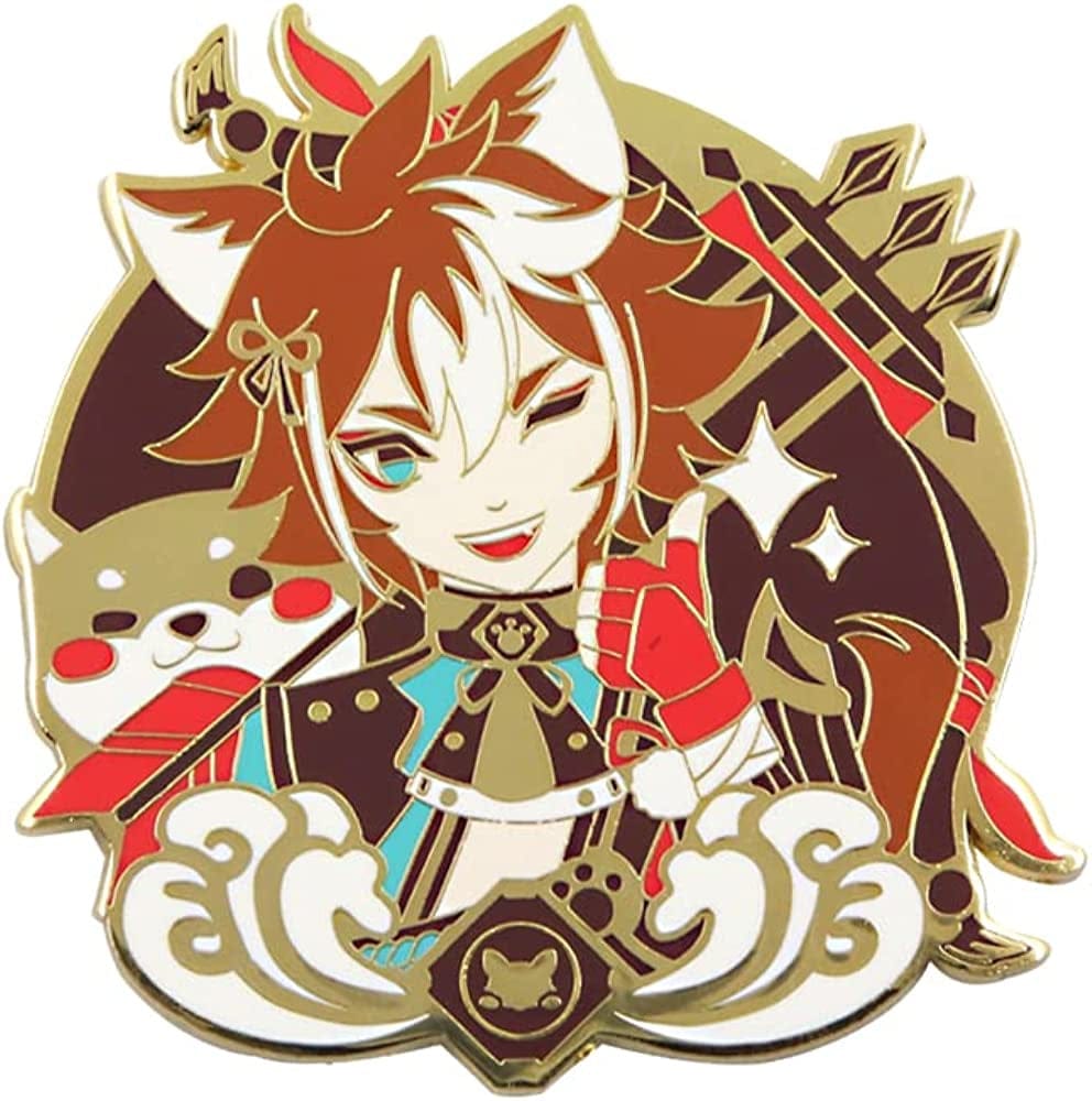 Genshin Impact Hutao Brooch Pin - Hutao Characters Cosplay Enamel Brooch Lapel Pin - Gift for Fans, Women and Girls