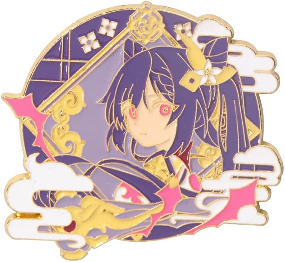 Genshin Impact Hutao Brooch Pin - Hutao Characters Cosplay Enamel Brooch Lapel Pin - Gift for Fans, Women and Girls