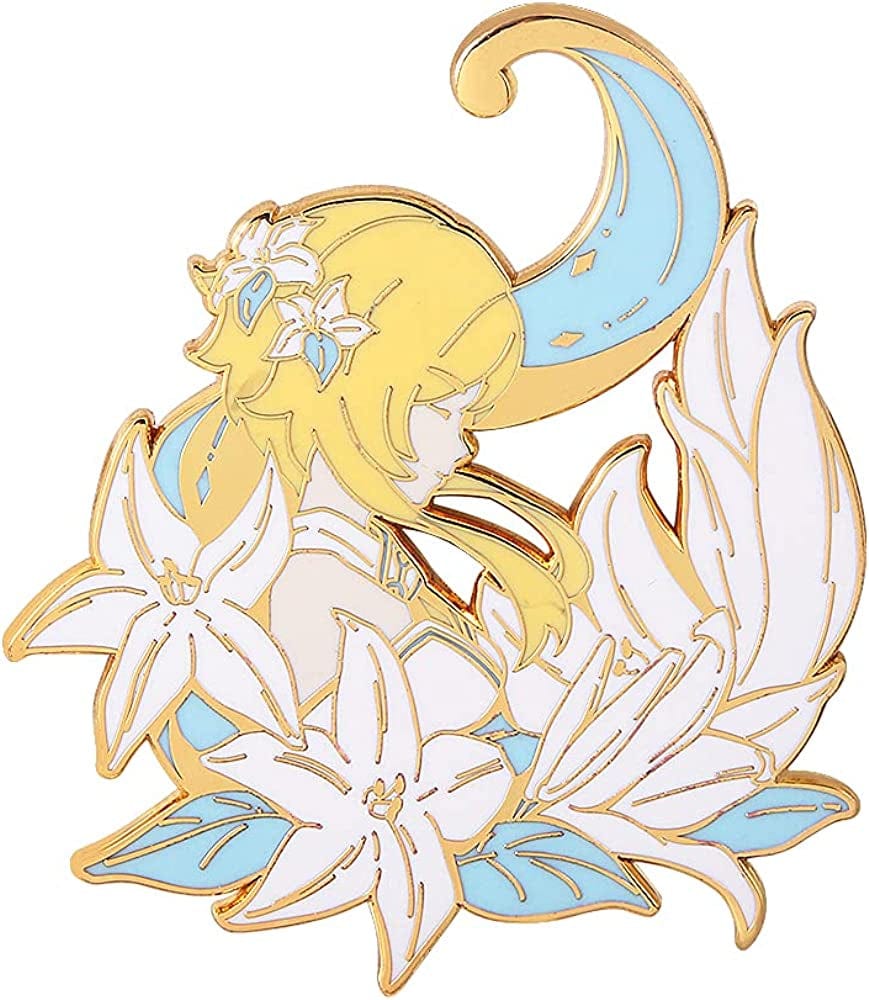 Genshin Impact Hutao Brooch Pin - Hutao Characters Cosplay Enamel Brooch Lapel Pin - Gift for Fans, Women and Girls