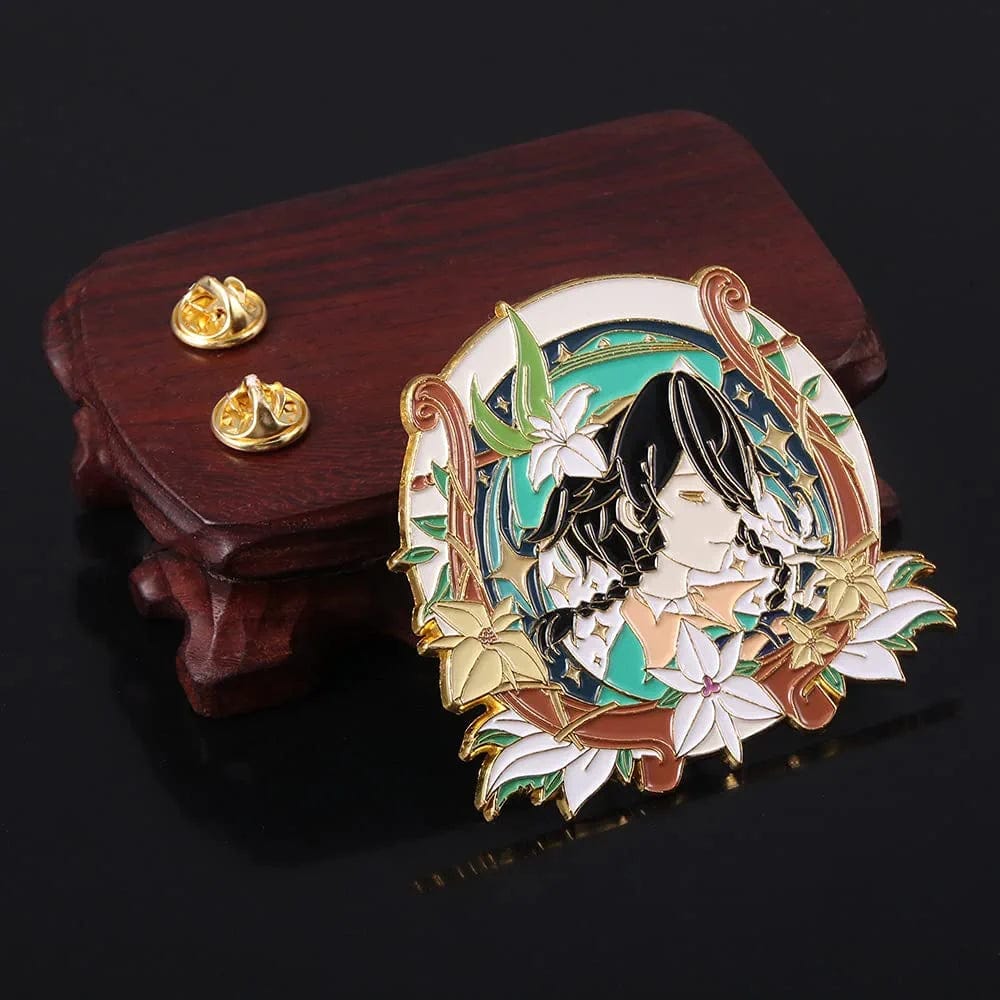 Genshin Impact Hutao Brooch Pin - Hutao Characters Cosplay Enamel Brooch Lapel Pin - Gift for Fans, Women and Girls