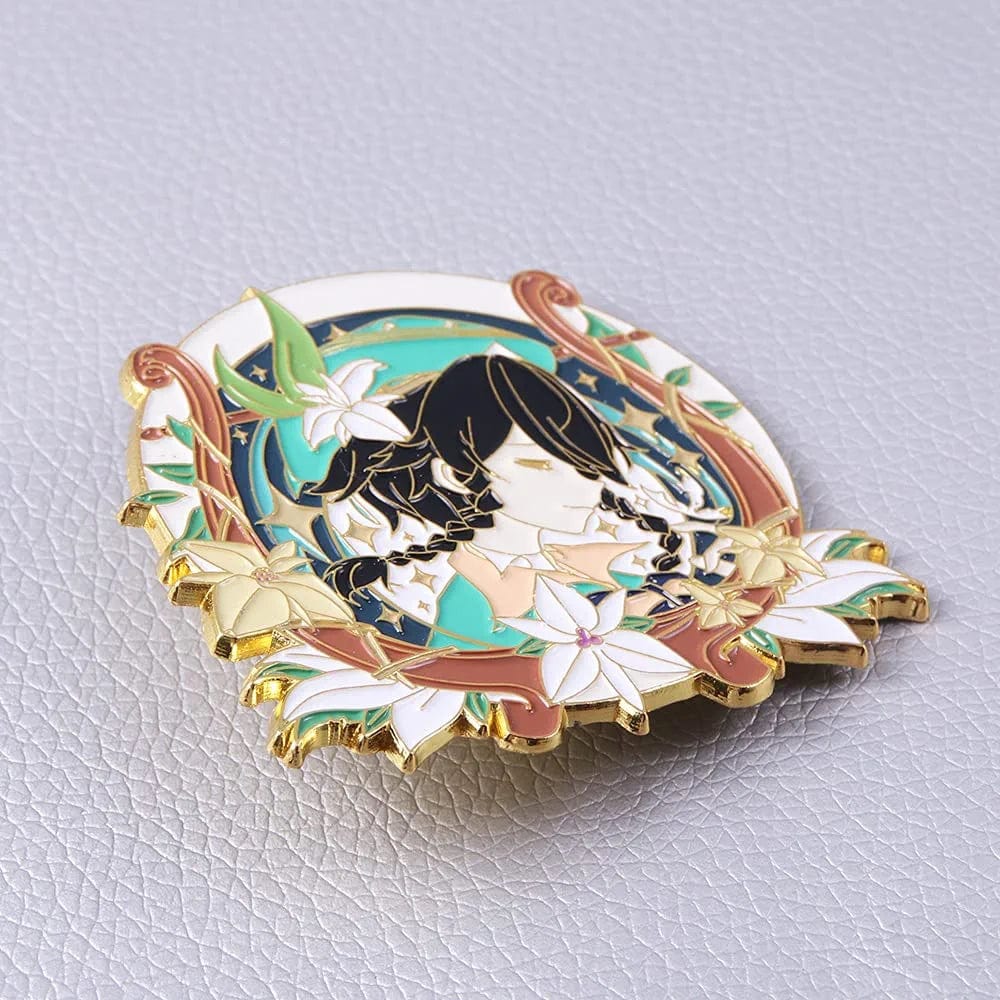 Genshin Impact Hutao Brooch Pin - Hutao Characters Cosplay Enamel Brooch Lapel Pin - Gift for Fans, Women and Girls