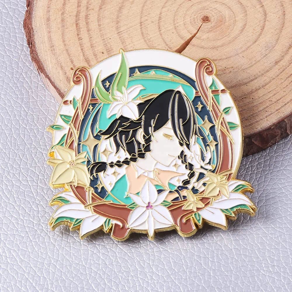 Genshin Impact Hutao Brooch Pin - Hutao Characters Cosplay Enamel Brooch Lapel Pin - Gift for Fans, Women and Girls