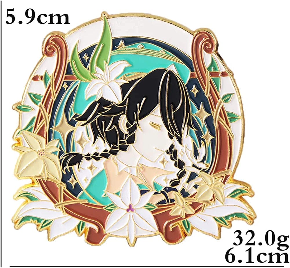 Genshin Impact Hutao Brooch Pin - Hutao Characters Cosplay Enamel Brooch Lapel Pin - Gift for Fans, Women and Girls