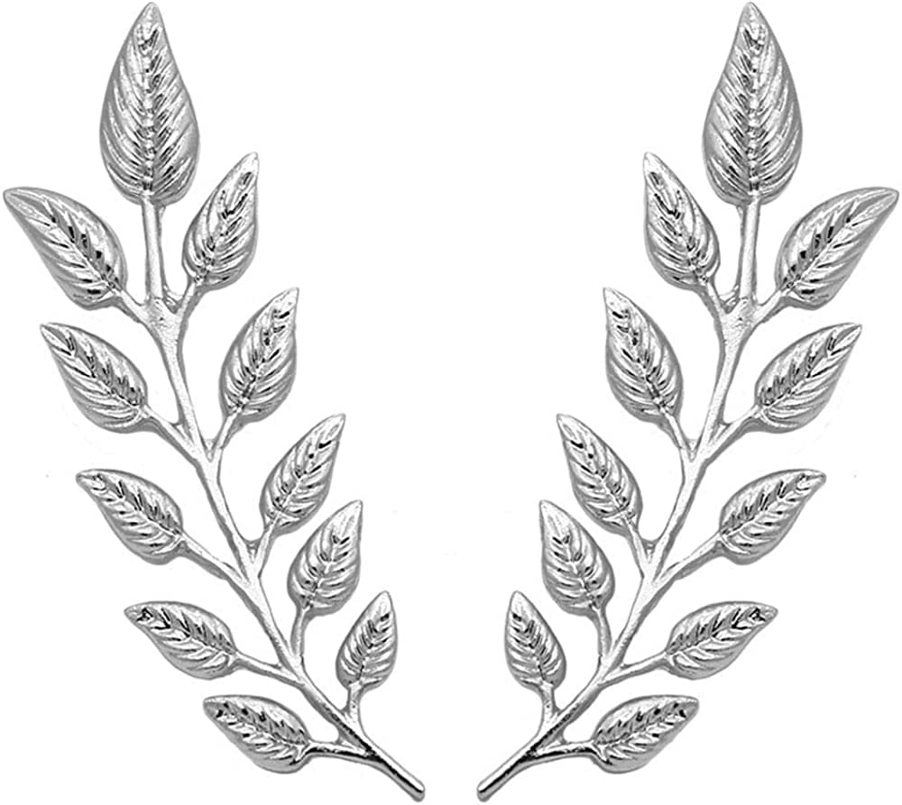 Gentlemen Suit Brooches Simple Elegant Double Leaf Collar Pin Brooch Gold Silver Plant Brooch Silver